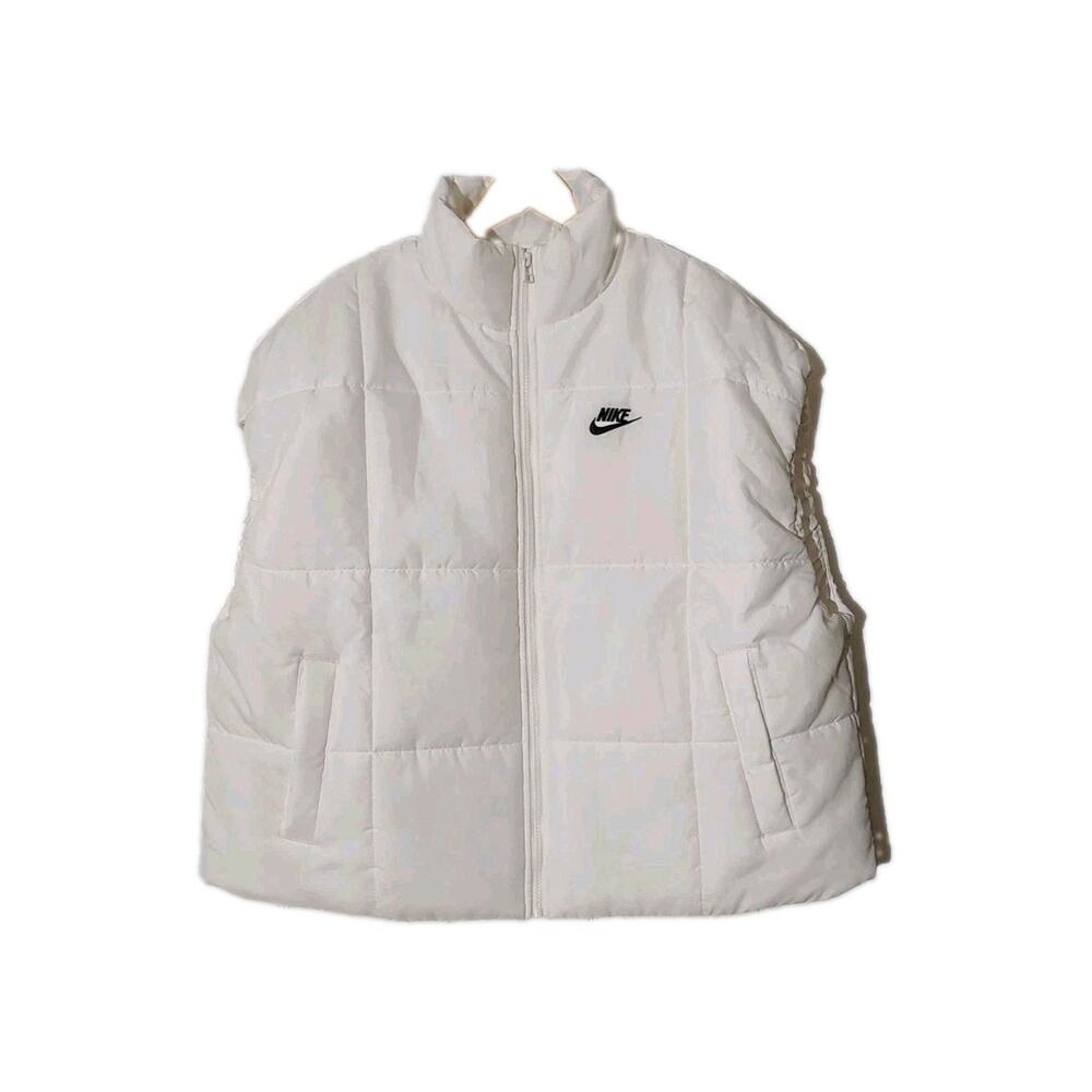 Women's Nike Therma-FIT Vest White Puffer Jacket Insulated Quilted - Medium - Picture 1 of 5